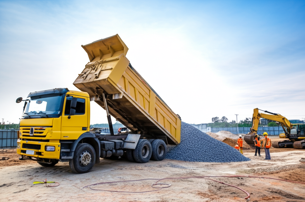 Tipper truck on a construction site